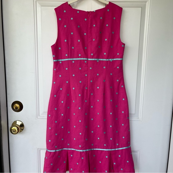 •Talbots Kids• Sleeveless Linen Blend Polka Dot Dress - Size 14 - Picture 5 of 9